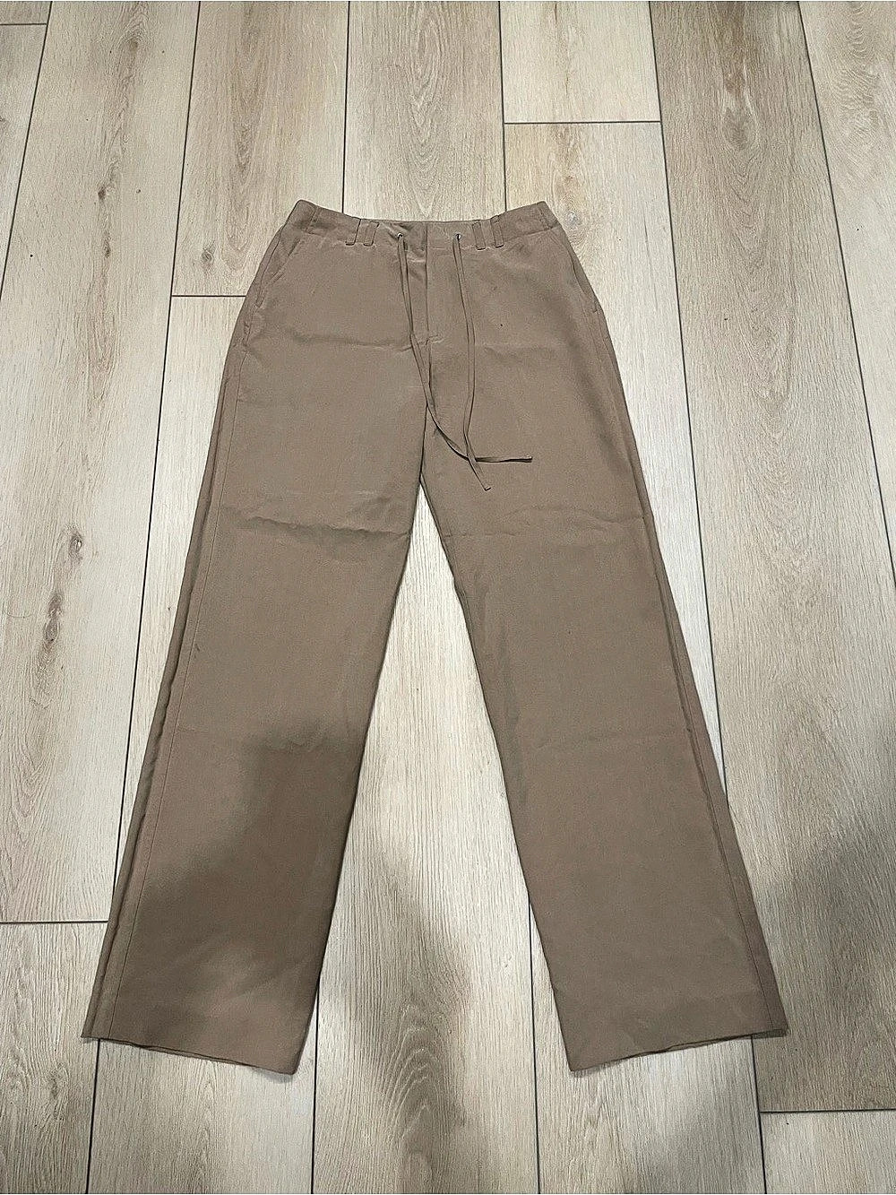 Kate Hill 100% Silk Wide-Leg Trousers in Tan Sz S